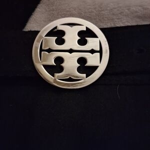 Tory Burch Silver Emblem Belt And Skirt Set.